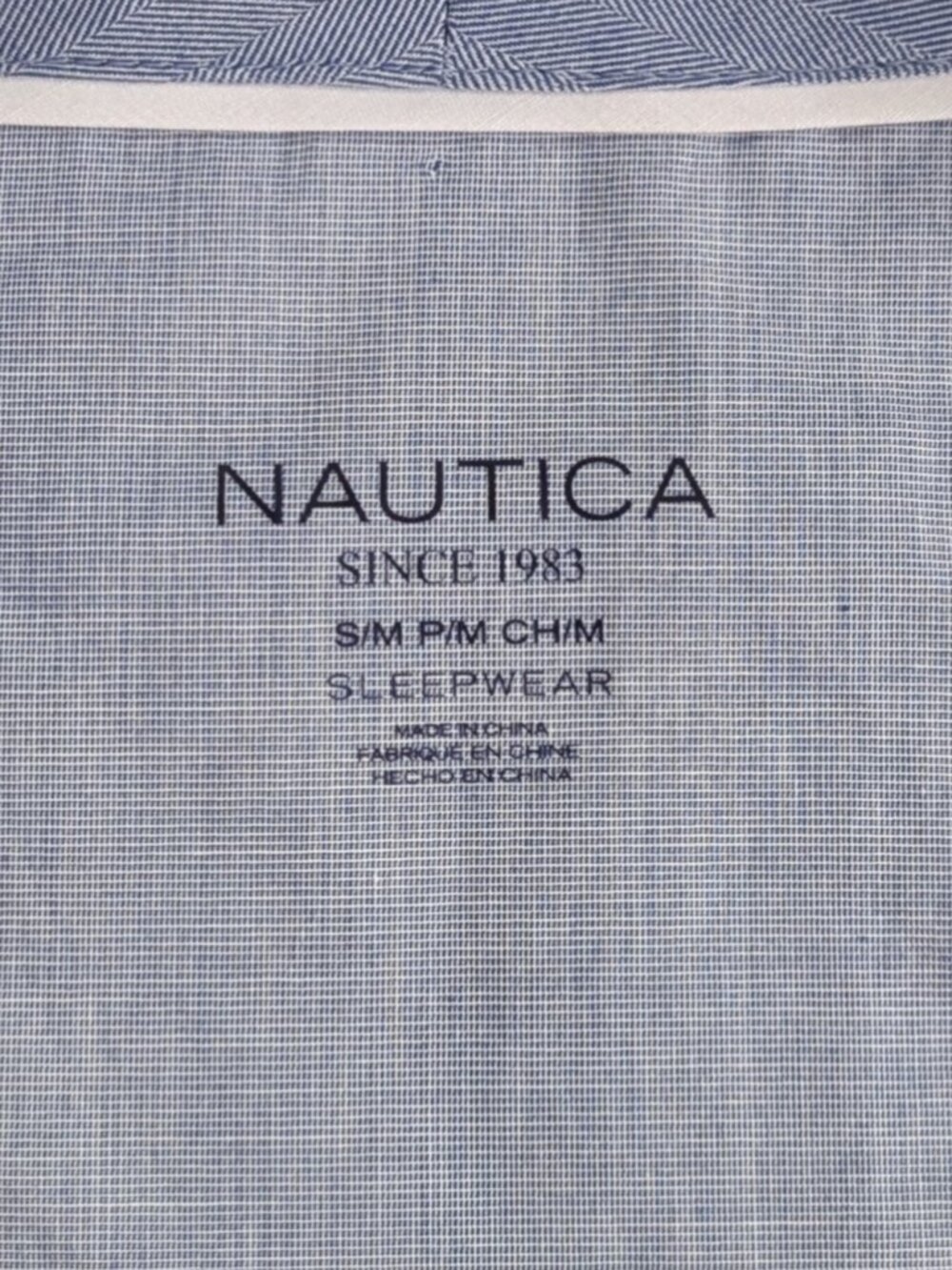 Nautica Men's Bath Robe 100% Cotton Blue Chambray Sz S/M - Picture 8 of 13